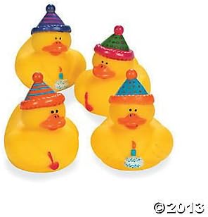 Set of 4 Birthday Party Favor Rubber Ducks DUCKYS Duckies