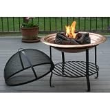 Copper Patio Firepit with Artificial Log & Screen (Copper) (22H x 29W x 29D)