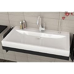 Design Waschbecken / Waschtische als Aufsatzwaschbecken f�r moderne Bad / WC / Badezimmer, Waschtisch auch f�r Waschplatz geeignet, Sp�lbecken aus Gu�-Marmor einer speziellen Acryl basierten Sanit�r-Keramik, Handwaschbecken in Farbe: wei�, �berlauf: Chrom, Modell: WBG4