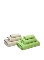NATURAL Set Toalla 6 Uds. 400 G Isabel (Arena / Verde)