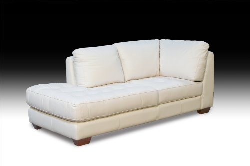 Diamond Sofa Zen Collection Left Facing, All Leather Tufted Seat Chaise, White