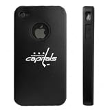 Apple iPhone 4 4S 4G Black Aluminum & Silicone Case Washington Capitals