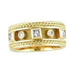 18K Princess Cut Diamond Etruscan Band by Morris & Daivd