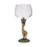 Hand-Painted and Jeweled Giraffe Wine Glass