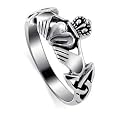 .925 Sterling Silver Irish Claddagh Polish Finish Band Ring
