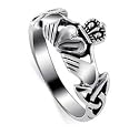 .925 Sterling Silver Irish Claddagh Polish Finish Band Ring