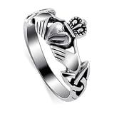 .925 Sterling Silver Irish Claddagh Polish Finish Band Ring