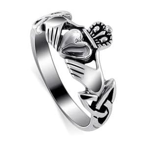 31jO%2BmAWH2L. SL500 AA300  Silver Irish Claddagh Polish Finish Band Ring Size 8