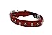 Studded Cat Collar, Genuine Leather Kitten Collar, Sturdy Breakaway Cat Collar, Water-Resistant Cat Collar with Bell & Elastic Stretch, Valentine Red, 12 x 1/2 inches - Angel Pet Supplies