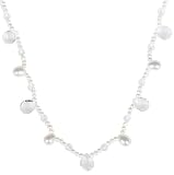 Sterling Silver White Freshwater Cultured Pearl and Crystal Necklace, 16