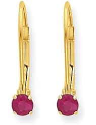 MadiK® 14k Yellow Gold Genuine Ruby July Birthstone Leverback Earrings