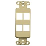 Leviton 40754-BI QuickPort Decora Wall Plate Insert, 4-Port, Ivory