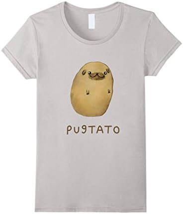 Women's Pugtato - Funny Cute Dog T-Shirt Small Silver