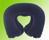 Velvet Inflatable Travel Neck Pillow Blue