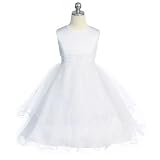 Special Occasion Dress - White Satin with Ruffled White Sheer (Size 4T, 6, 8)