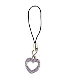 Cell Phone Charm - C5 - Strap Style - Crystal Heart ~ Violet