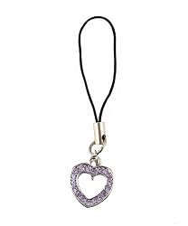 Cell Phone Charm - C5 - Strap Style - Crystal Heart ~ Violet