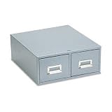 Buddy Products 1646-1 Buddy Products Double Drawer Steel 4 x 6 Card Cabinet, 16D, 3000-Card Cap, Gray