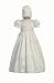 White Silk Christening Baptism Gown with Laced Bodice and Matching Hat