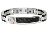 Mens Stainless Steel & Carbon Fiber Bracelet w/Diamond Accent by ROSSO