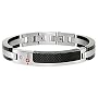 Mens Stainless Steel & Carbon Fiber Bracelet w/Diamond Accent by ROSSO