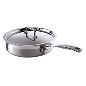 Le Creuset 3-Ply Stainless Steel Saute Pan with Lid, 24 cm