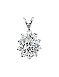 14K Yellow Gold 09.00X06.00 mm = 3 Ct Tw Created Moissanite Pendant