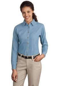 Port & Company Women's Long Sleeve Value Denim Shirt