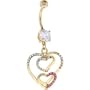 24kt Gold Plated Crystalline Gem Paved Trio Heart Belly Ring