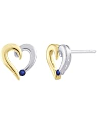 Sapphire Heart Earrings in 10K Two Tone Gold (0.12 cttw)