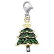 14K Two-Tone Gold Tsavorite Christmas Tree Charm with Diamond Accents