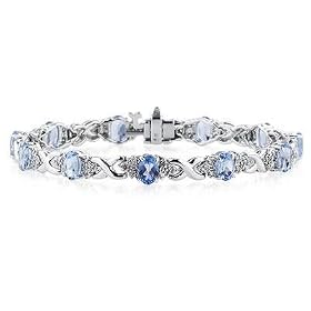 14k White Gold Diamond and Tanzanite Bracelet by 