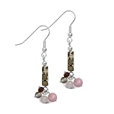 Leopard Jasper Tube Bead Drop Earrings