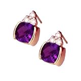 14K 2.30 CTW Amethyst & Diamond Earrings