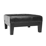 Safavieh Hamilton Square Black Leather Ottoman