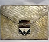 ALEXIS HUDSON Santorini Envelope Clutch in Gold/Silver Snake