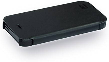 Smarter iPhone 5 Case by IQ, Genuine Leather Flip Card Case for the iPhone 5 and 5S (Black Leather/Black Shell)
