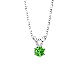 0.27 ct. Green - SI2 Round Brilliant Cut Diamond Solitaire Engagement Pendant with Chain (White or Yellow Gold)