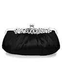 IMAGE OF Vintage Style Clutch Satin Jeweled Frame Black
