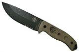 ESEE-5 Serr Olive Drab Textured Poweder Coated Blade Drop Point Style 1095 Carbon Steel-57 Rc