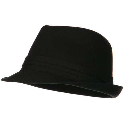 Black Band Cotton Fedora Hat - Black W19S58E