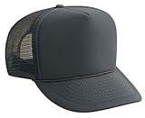 Professional Style Polyester Foam Front High Crown Golf Style Mesh Back Adjustable Hat Cap - Charcoal Gray