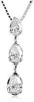 14k White Gold, 3-Stone Diamond, Teardrop Pendant (1/4 cttw, I Color, I1 Clarity)