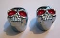 Skull Valve Stem Dust Caps (Pair) for Motorcycle/Car/Trike Tyres - Black Eyes