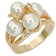 Women's Cluster Clear Synthetic stone Pearl Gold Tone Brass Ring, Size: 5-10 Women's Cluster Clear Synthetic stone Pearl Gold Tone Brass Ring, Size: 5-10