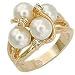 Women's Cluster Clear Synthetic stone Pearl Gold Tone Brass Ring, Size: 5-10