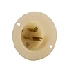 Leviton 5278-C 15 Amp, 125 Volt, Flanged Inlet Receptacle, Straight Blade, Industrial Grade, Grounding, White