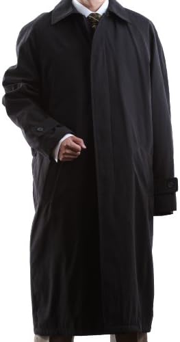 Men's Single Breasted Black Full Length All Year Round Raincoat