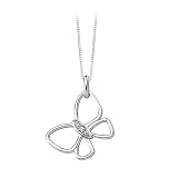 14K White Gold 0.03 ct. Diamond Butterfly Pendant with Chain