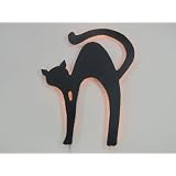 Black Cat Wall Art, Backlit, Wood Construction, Handcrated in the U.S.A.